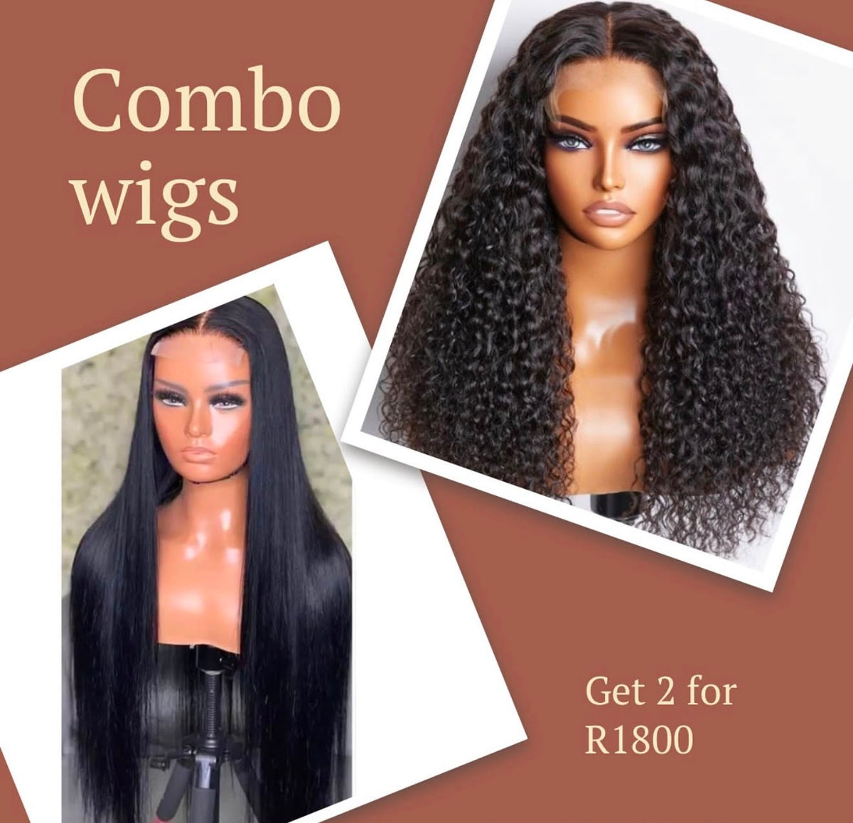 Long straight and long curl human hair combo
